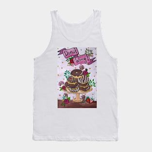 ' Donut worry ' floral chocolate donuts Tank Top